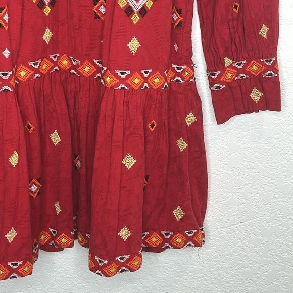 NWT Anthropologie Embroidered Tunic Mini Dress Red Motif XS - Picture 5 of 15